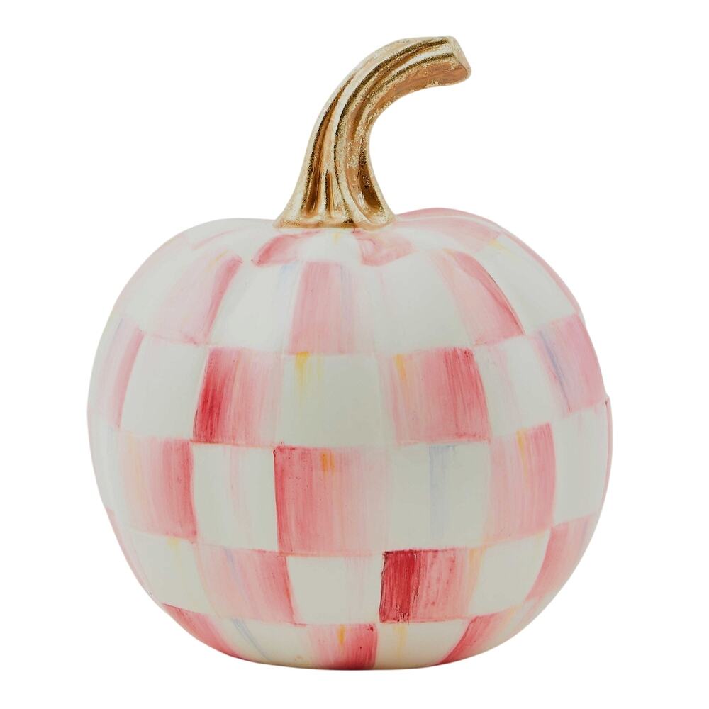 NEW MacKenzie-Childs Bubblegum Pink Check Mini Pumpkin in Original Box